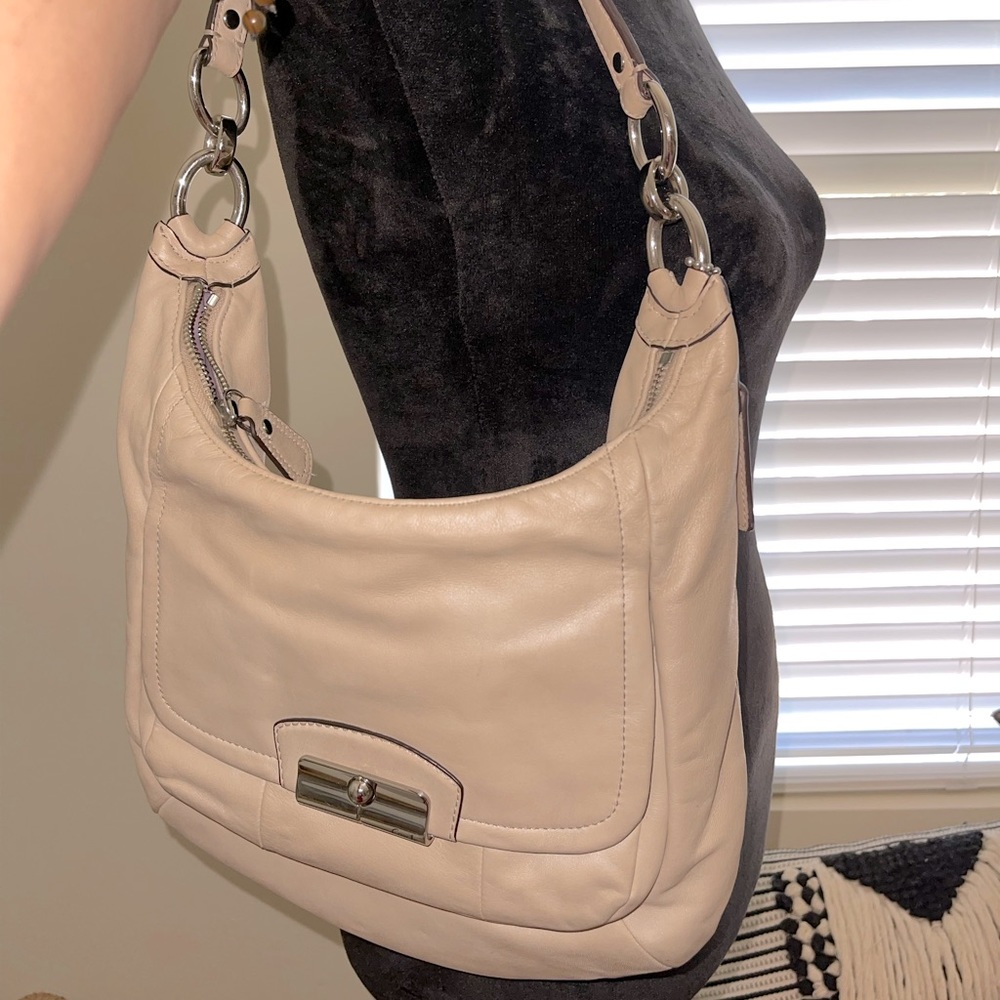 Coach Kristin Leather Hobo Champagne shoulder bag
